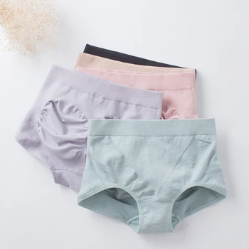 

Cotton fabric comfortable mid waist panties female cotton 100% butt-lifting postpartum abdomen pants drawing high waist briefs