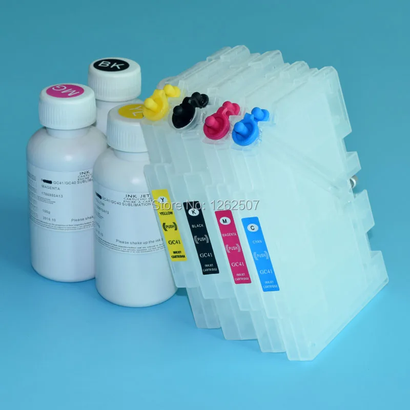 100ML*4Colors Dye Sublimation Ink And Refillable Cartridge With ARC Chip For Ricoh SG3110 SG3110DN SG 3110 Printers Refill Kits