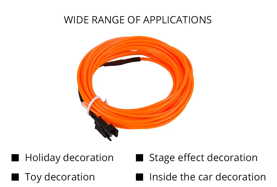 Светодиодный светильник для автомобиля оранжевого цвета, 1 м, 2 м, 3 м, 4 м, 5 м, рассеянный светильник, гибкая неоновая полоса, светодиодный светильник для салона автомобиля, декоративный El холодный светильник, 5 В