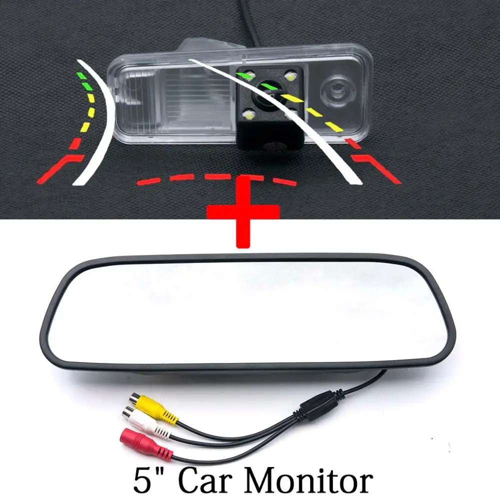 Динамическая траектория Автомобильная камера заднего вида для hyundai Carens Santa Fe 2013 IX25 Creta парковка 4," 5 дюймов резервный монитор - Название цвета: Camera 5 inch Mirror