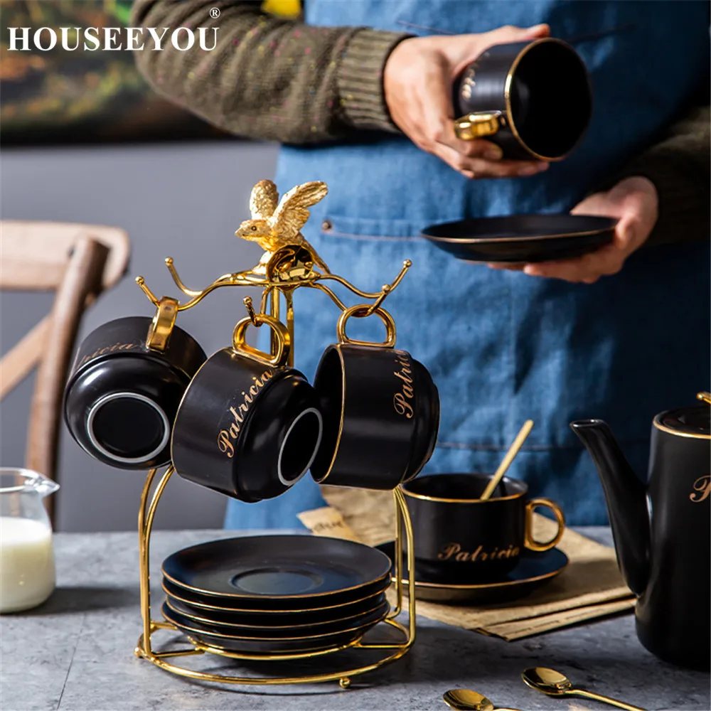 Роскошная Европейская кофейная чашка HOUSEEYOU набор блюдец чайные чашки