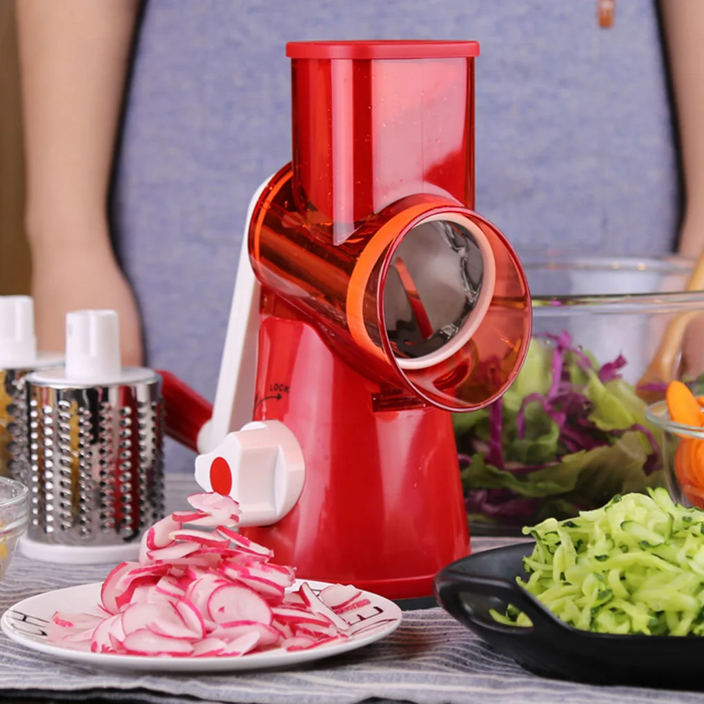 Drum type Rotary Vegetable Fruit Cutter 3 Blades Stainless Steel