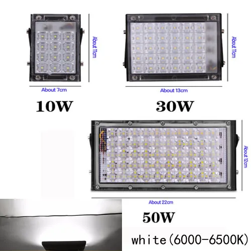 Светодиодный светильник-прожектор, наружный светильник, светодиодный светильник-отражатель, прожектор, светильник RGB 10 Вт 20 Вт 30 Вт 50 Вт, водонепроницаемый светильник для сада 12 В 220 В 110 В, светильник ing - Испускаемый цвет: SMD led flood white