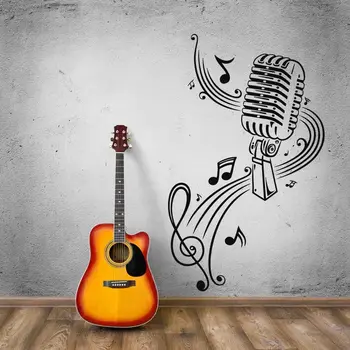 

Microphone Wall Sticker Music Karaoke Wall Art Mural Microphone Sheet Great Decor Vinyl Wall Decal Music Decoration AY783