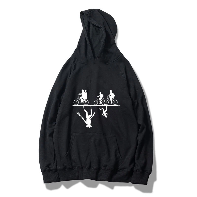 

2019 Trendy Faces Stranger Things Hooded Mens Hoodies and Sweatshirts Oversized for Autumn with Hip Hop Winter Hoodies Men Brand