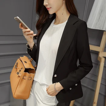 

New ladies' commuter small suit in spring and summer 2018 slim long sleeve solid color slim coat women
