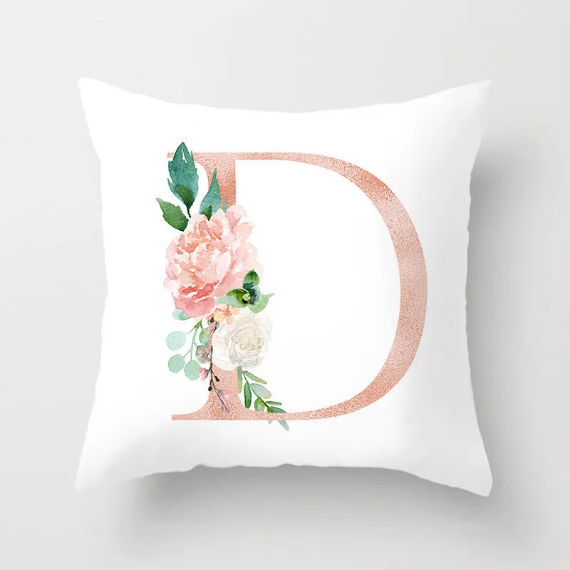 A B C D E Printed 26 Letters Cushion Covers Plants Pink Pillow Cover Polyester Pillowcases 45*45 Decorative Pillows For Sofa Car A B C D E Printed 26 Letters Cushion Covers Plants Pink Pillow Cover Polyester Pillowcases 45*45 Decorative Pillows For Sofa Car