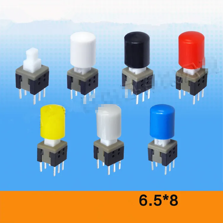 6 Pin DIP панель pcb кнопочный выключатель тактильный переключатель самоблокировка/разблокировка 5,8x5,8 мм с колпачками - Цвет: 6.5x8