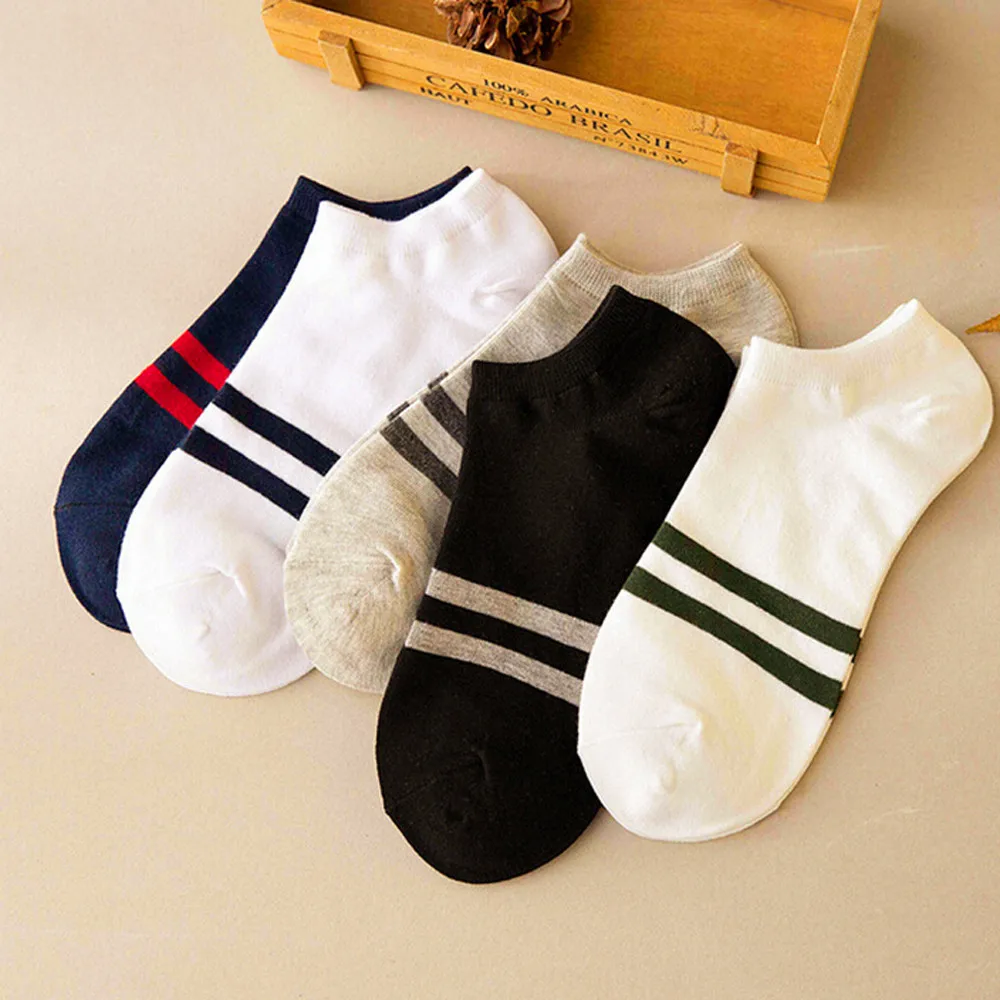 Высококачественные носки унисекс для мужчин и женщин; удобные хлопковые короткие носки в полоску; q90322