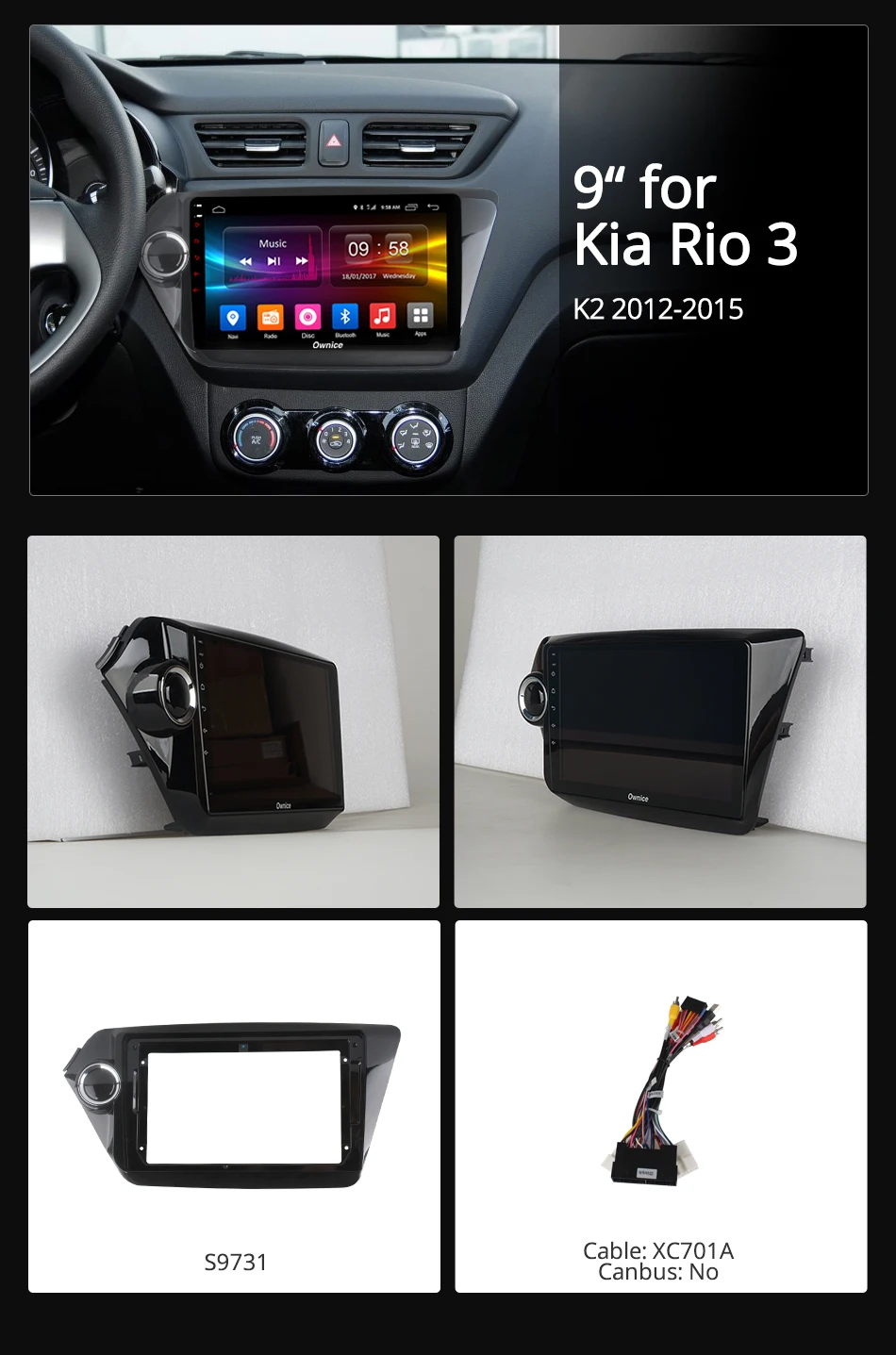 Clearance 9" IPS Android 9.0 Car DVD Player For KIA RIO 2 3 K2 2012-2015 Sedan Octa 8 Core 4GB+32GB GPS Navi ADAS Radio Stereo DSP CarPlay 3