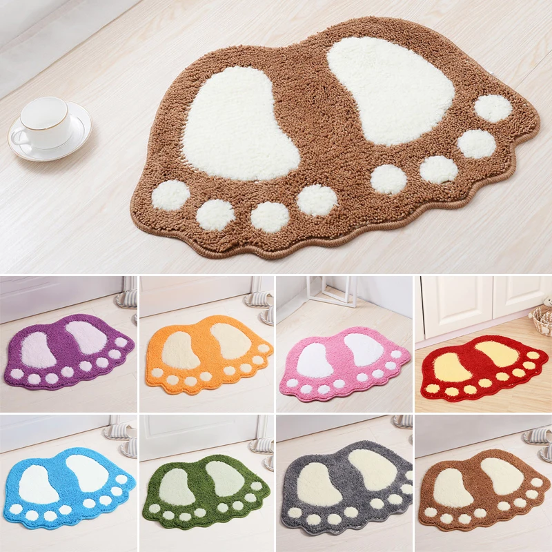 

40 * 60 cm Foot Print Bath Mats Non-slip Bathroom Water Absorption Carpet Mat Toilet Bathroom Rug Bath Pad Microfiber Mini Mats
