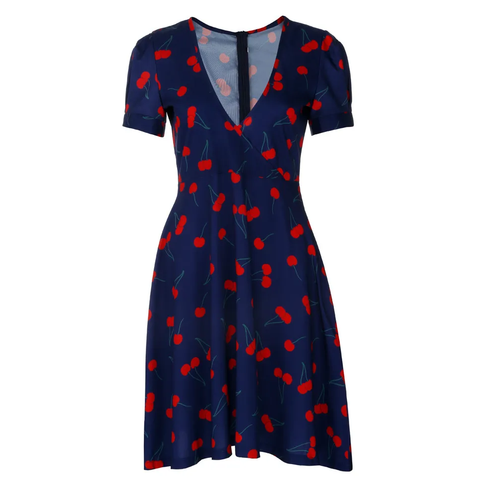 FREE SHIPPING Women Vintage Cherry Print Elegant Bodycon Dress JKP1430 ...