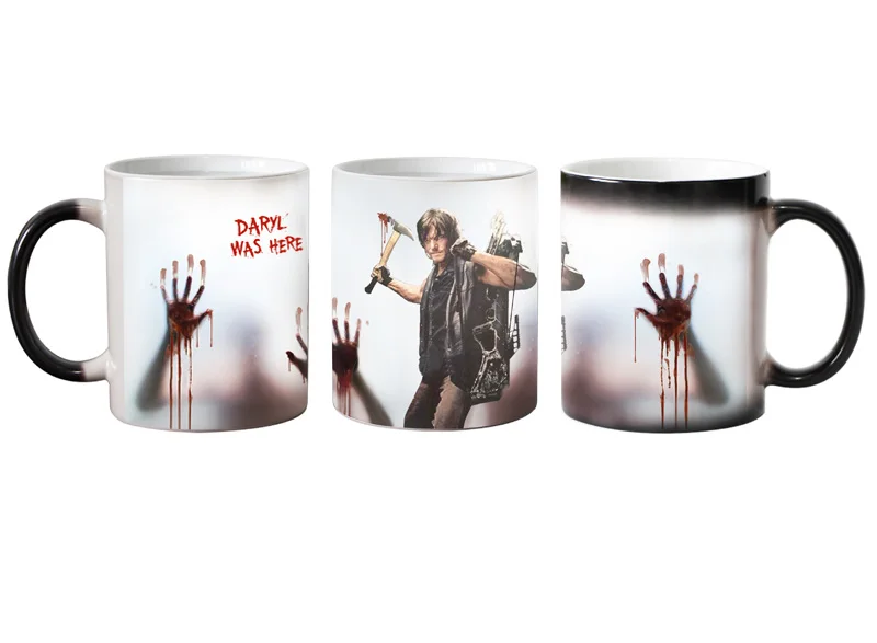 The walking dead zombie кофейные кружки, меняющие цвет, чайная чашка, волшебная кружка, подарок, Дэрил был здесь, дизайн