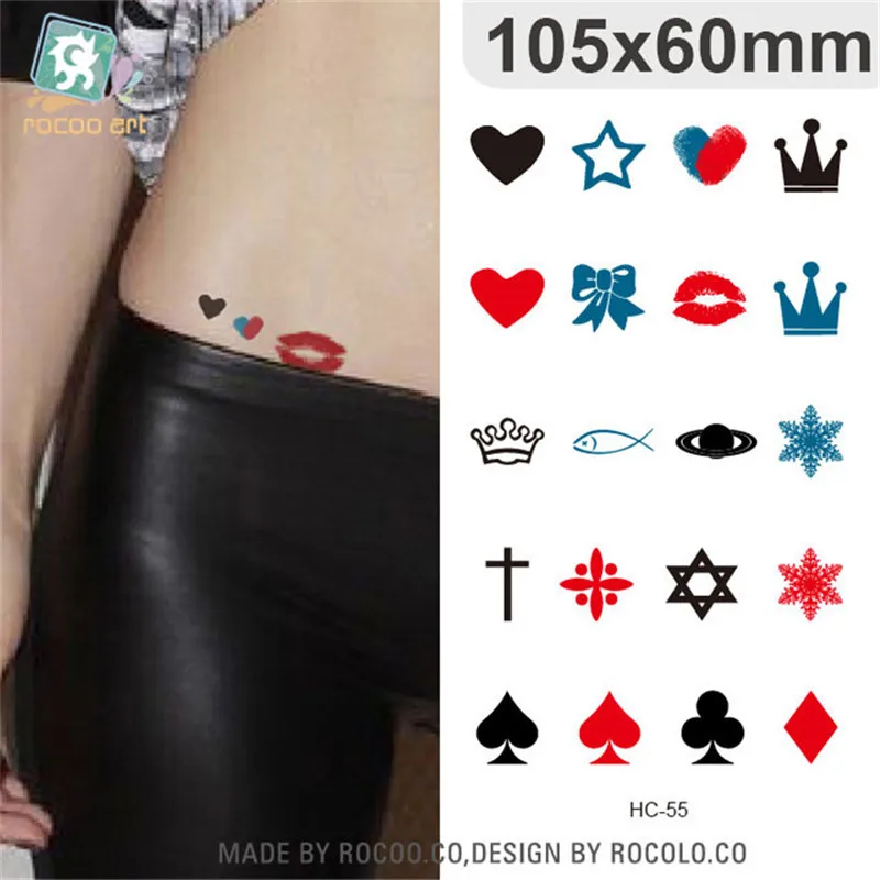 

Body Art waterproof temporary tattoos paper for men and women playing card crown love design small tattoo sticker HC1055