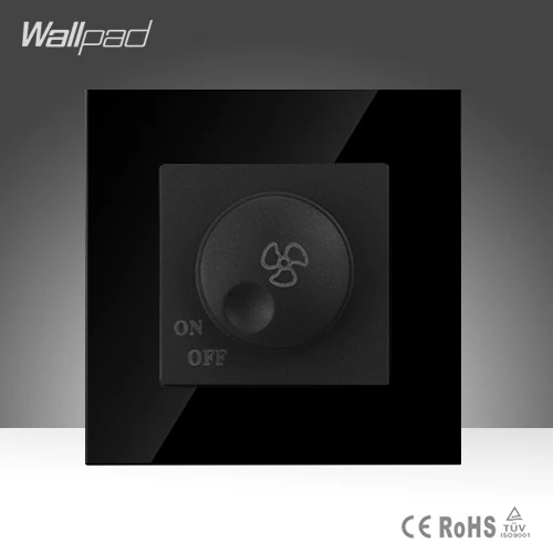 Wallpad Smart Home Fan Switch Black Crystal Glass Fan Rotary Speed Control Wall Switch Free Shipping