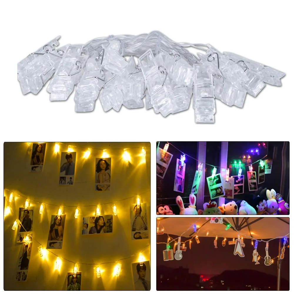 

Garlands Card Photo Clip LED String Fairy Lights 10 20 LEDs Battery / USB Home Bed Light New Year Christmas Wedding Decoration
