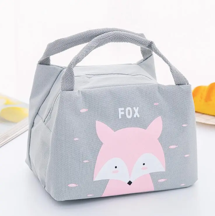 M537 мультфильм сумка для ланча животного кошка единорог с изображением лисы открытый Портативный утолщение студента теплый Пикник сумки оптом - Цвет: 11