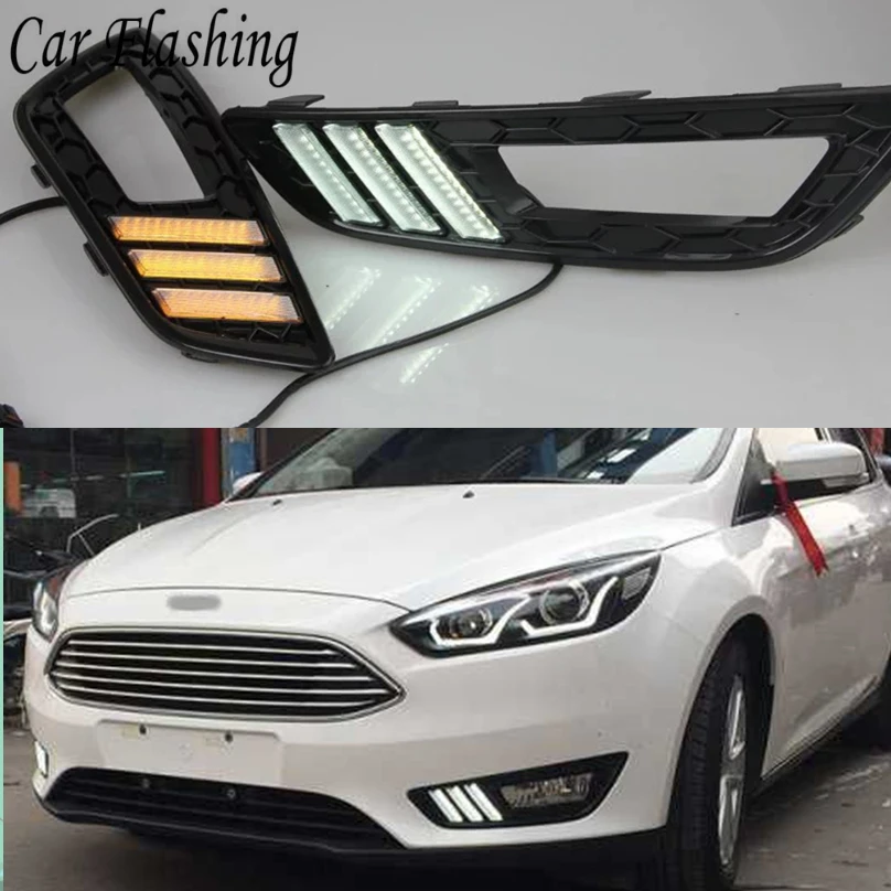 

For Ford Focus 4 2015 2016 2017 2018 DRL Driving Daytime Running Light DRL car styling fog lamp 12V Relay Daylight yellow turn