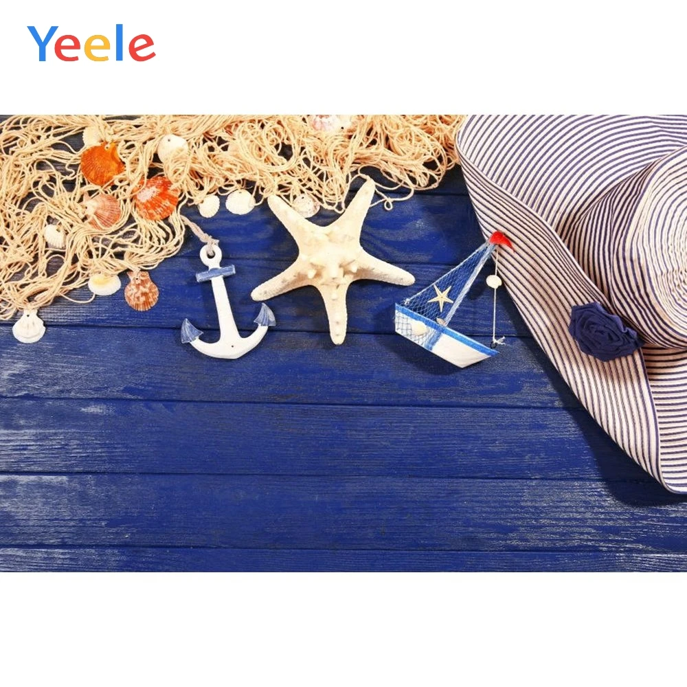 

Yeele Vinyl Seaside Wood Shell Hat Travel Wedding Love Photography Background Birthday Party Photographic Backdrop Photo Studio