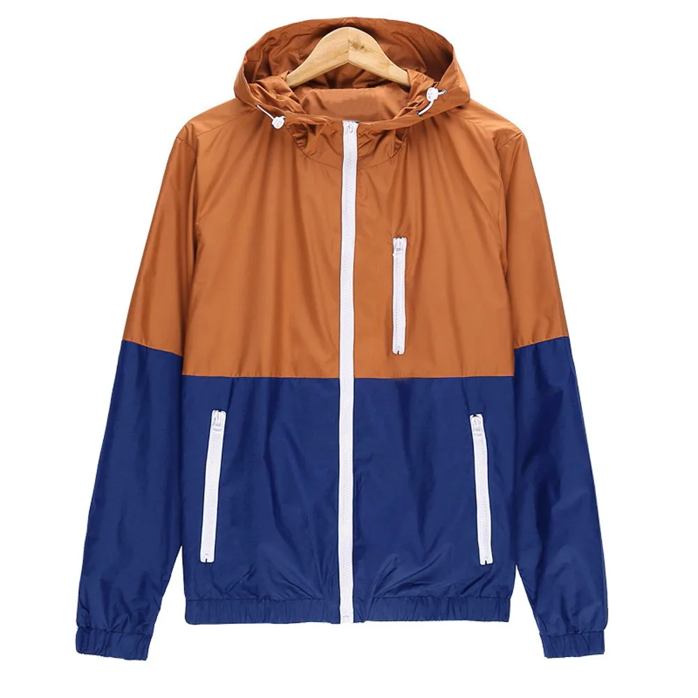 

Mens Jacket thin Casual Outdoor Sportswear Windbreaker Bomber Jackets jaqueta patchwork