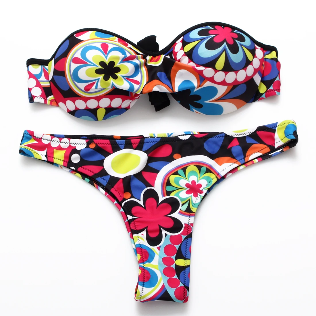

Cobunny Swimming Suit Printed Floral Brazilian Buqinis Halter Bra Top Swimwear Swimsuit Sexy Women Push Up Bikini Set Beach Wear