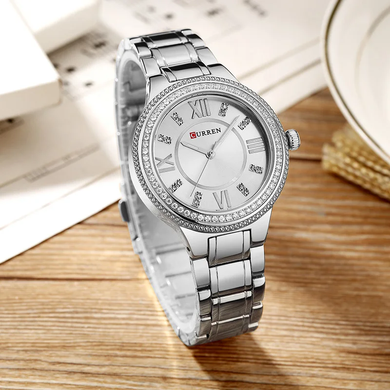 CURREN 9004 золотые часы женские креативные стальные с браслетом Relogio Feminino Montre
