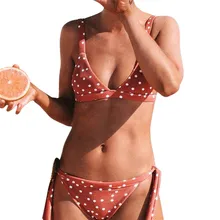 Модный женский купальник с принтом в горошек, с открытыми плечами, с открытой спиной, пуш-ап, мягкий бюстгальтер, купальный костюм, комплект нижнего белья, 40fb21