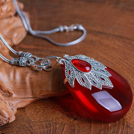 7,2 см серебряное ожерелье принцессы 925 пробы для девочек, натуральные полудрагоценные камни, красный гранат, подвеска, большой кленовый лист с цепочкой