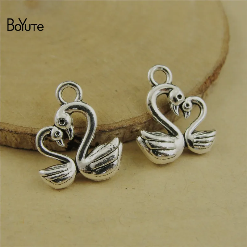 BoYuTe (100 PiecesLot) Metal Alloy Cock Swan Moon Wings Charms DIY Hand Made Jewelry Accessories Wholesale (6)