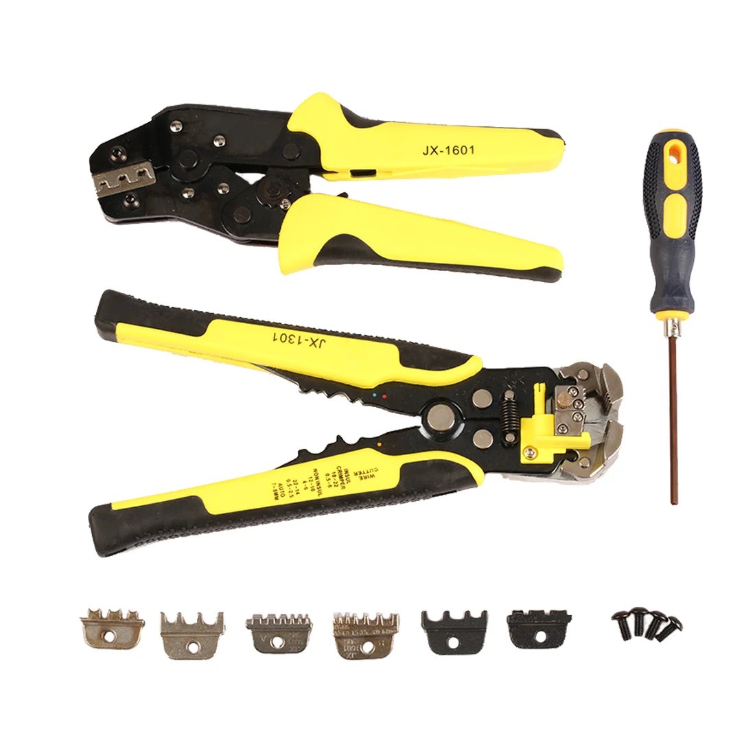 

Wire Crimper Set Decrustation Engineering Ratchet Terminal Crimping Plier Electrical Hand Tool with Screwdiver Spare Terminals