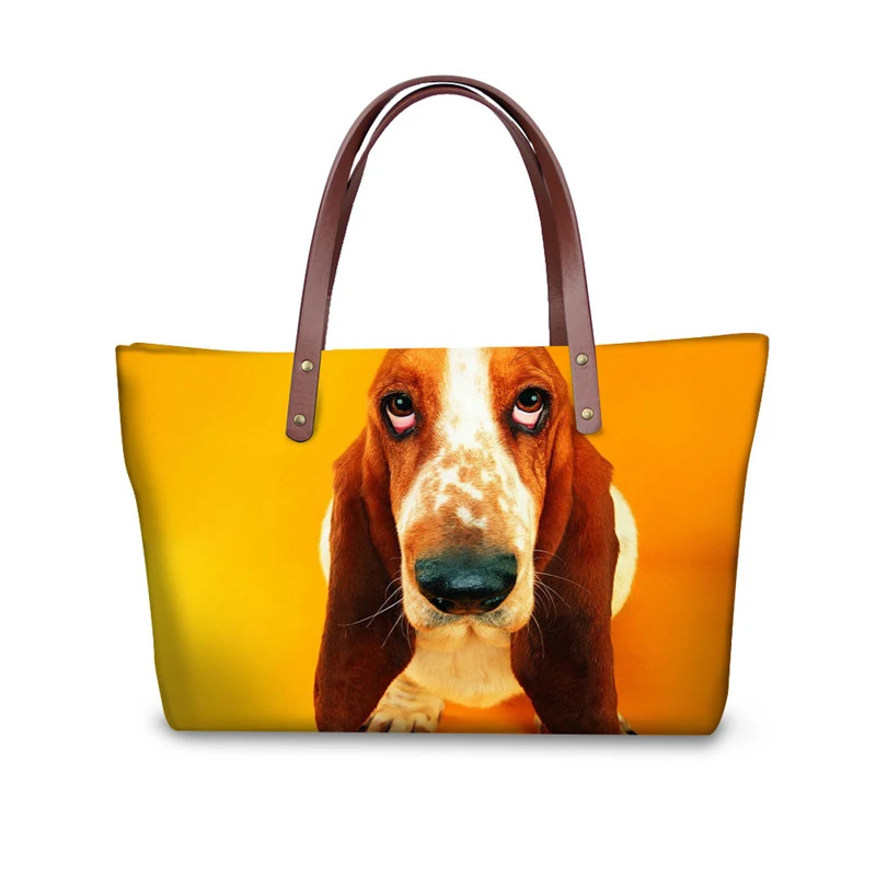 الملونة الحيوان الكلب طباعة المرأة أعلى-حقائب بيد الفاخرة مصمم حمل عبر الجسم أكياس للإناث كبيرة Bolsas الأنثوية