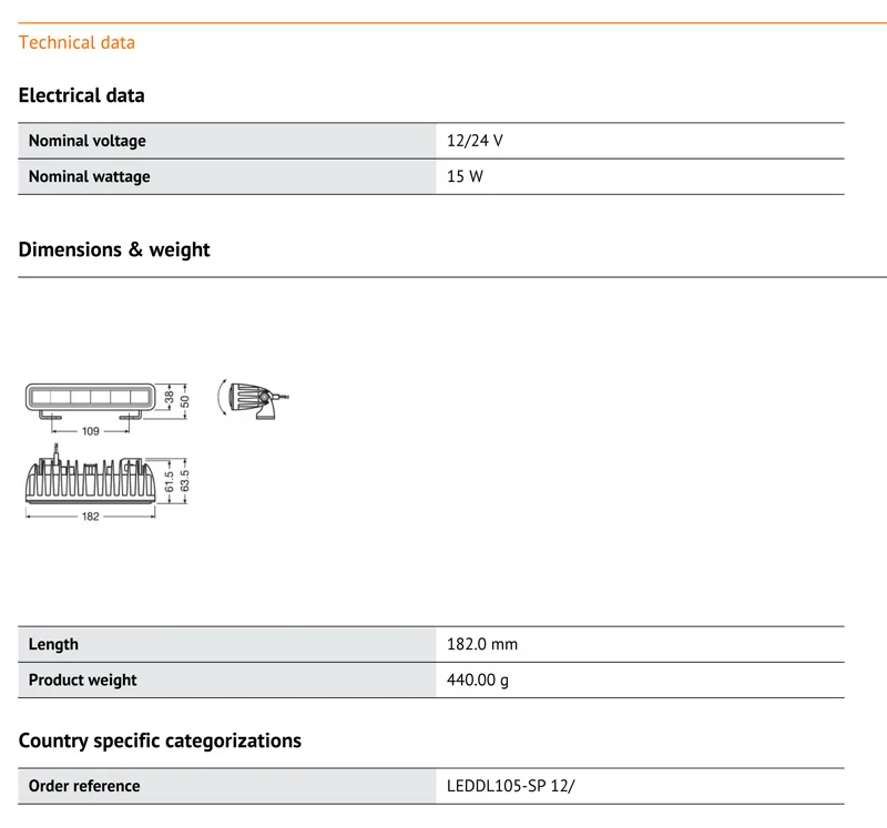 OSRAM СВЕТОДИОДНЫЙ светильник бар SX180-SP светодиодный DL105-SP 12 В 24 в 15 Вт светильник бар 6000 К холодный синий светильник точечный луч+ 190 м тонкий дизайн 5000 ч срок службы