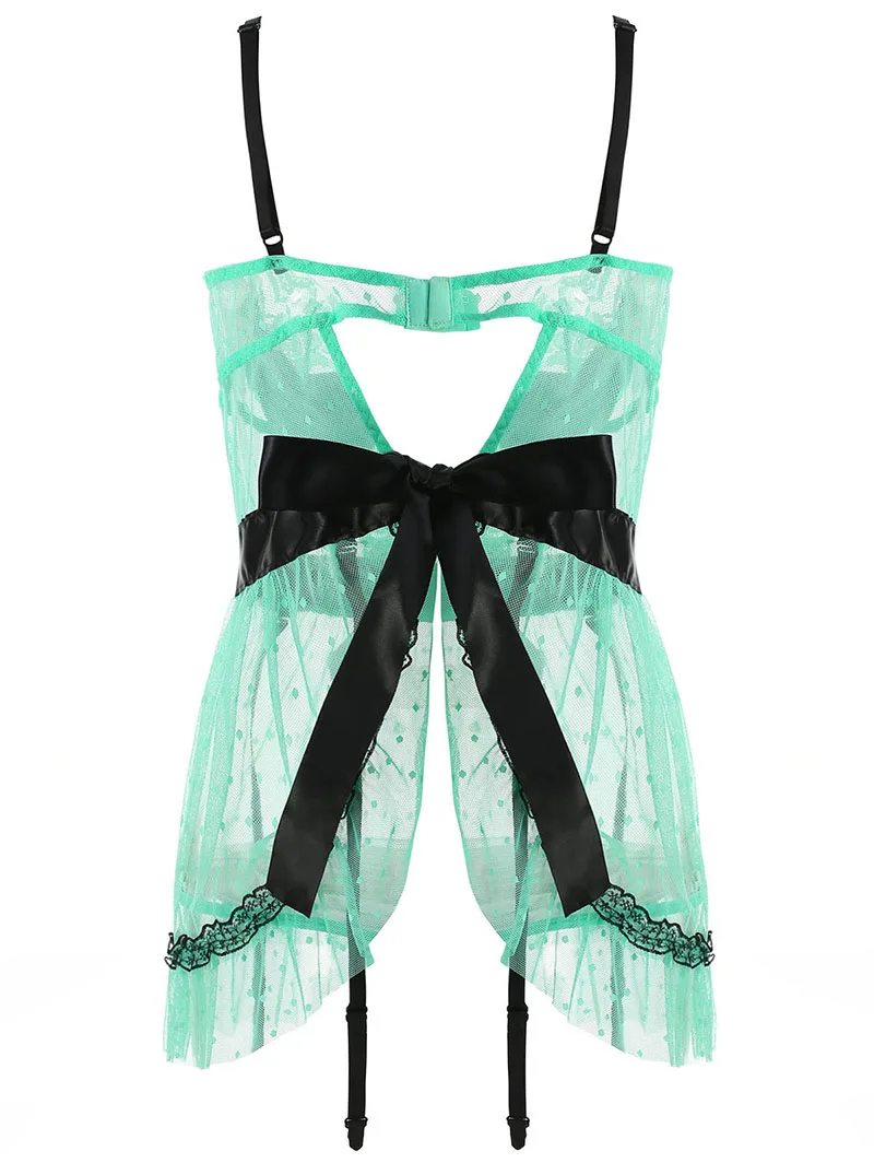 PlusMiss Plus Size See Through Lingerie Sexy Hot Erotic Sex Baby Doll Dress Costume Big Size Lace Transparent Babydoll Chemise