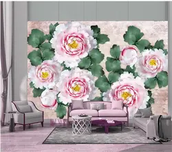 Обои на заказ, обои для стен, античный порошок, цветок пиона, 3D Стерео Керамический фон стены спальни, стены 3d