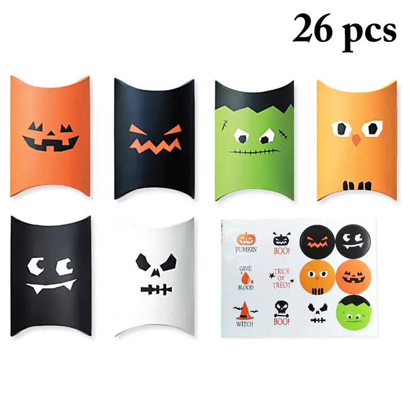 

24pcs Halloween Candy Box Small Candy Container Treat Box Party Favor Gift Boxes Candy Bag Case with 24 Seal Stickers