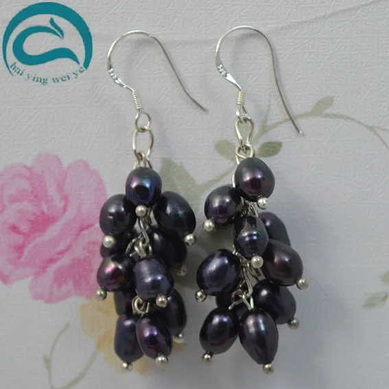 2018 Fashion Black Natural Freshwater Pearl Drop Earrings Hot Selling 925 Sterling Silver Jewelry Natural Pearl Fine Earrings 2018 Fashion Black Natural Freshwater Pearl Drop Earrings Hot Selling 925 Sterling Silver Jewelry Natural Pearl Fine Earrings