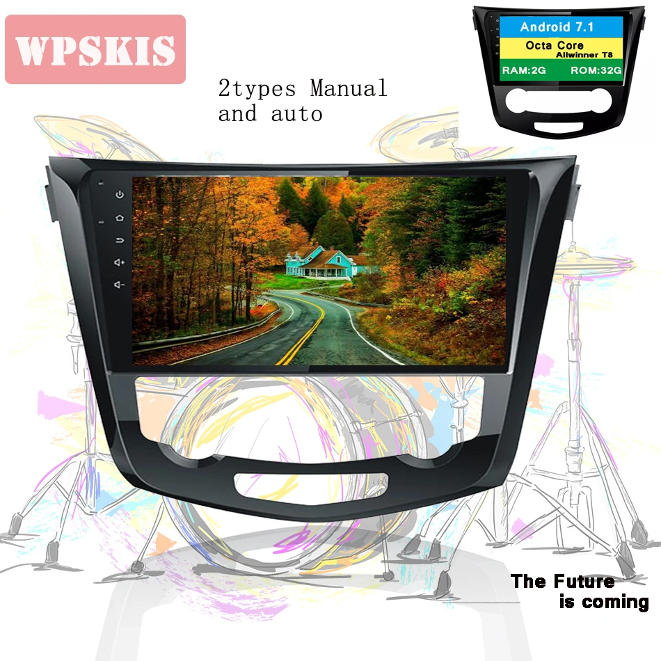 Top 2Din 10.1"Android 9.0 Car DVD Radio Player Fit Nissan qashqai/X-Trail 2014 - 2018 GPS Navigation 8Core 4G+64G WIFI BT Multimedia 1