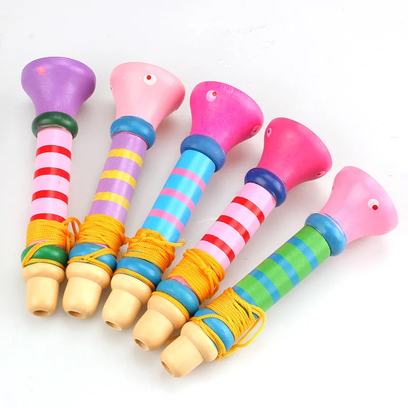 Toyvian 3pcs Trumpet Toy Wood Whistle Toys Early Educational Toys Colorful Wood Trumpet Toy Wind Instrument Toy for Kids Children Toddler Child ï¼ˆRandom Colorï¼‰ 