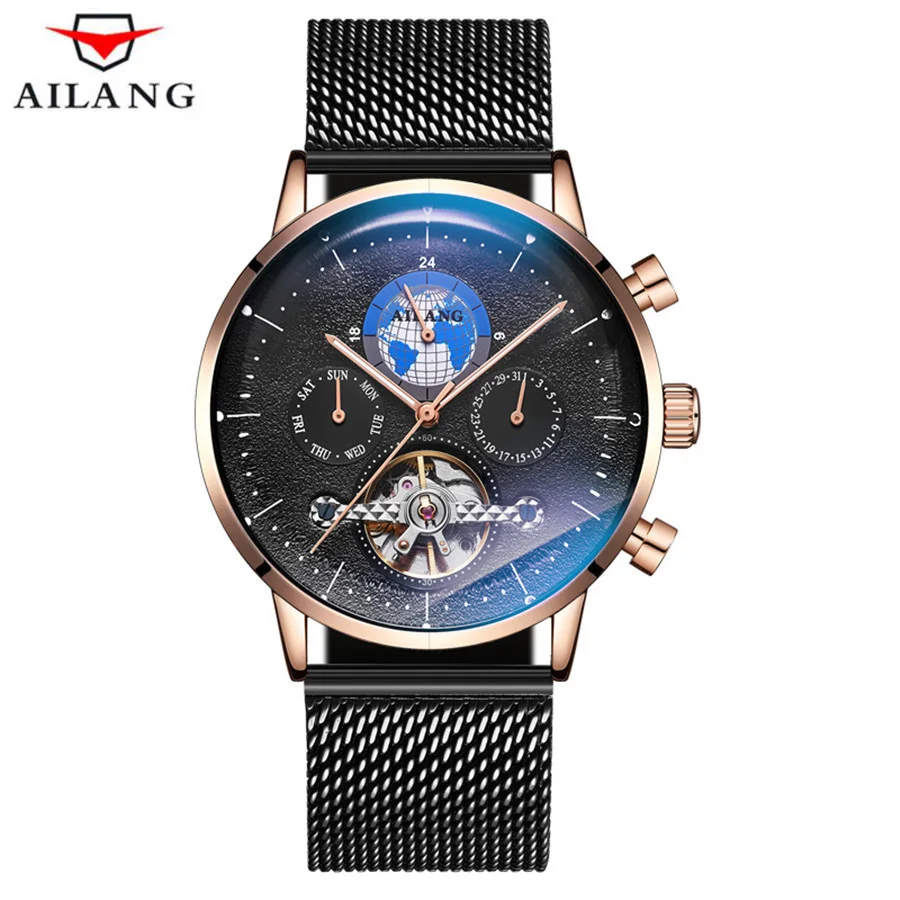 

AILANG Brand Waterproof 50M Men Watches Automatic Mechanical Watch Tourbillon Sport Clock Steel Casual Business Wrist Watch