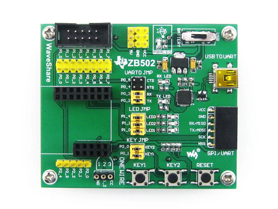Waveshare ZigBee материнская плата ZB502 обеспечивает I/O разъемы расширения и различные интерфейсы