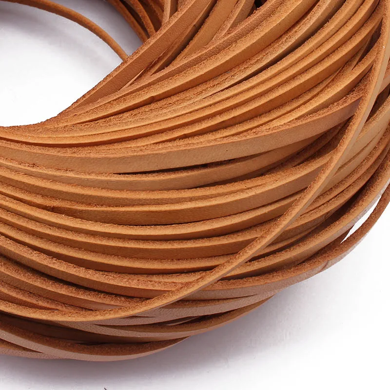 2 метра высокое качество 3 мм 4 мм 5 мм плоский шнур из натуральной кожи для изготовления ювелирных изделий