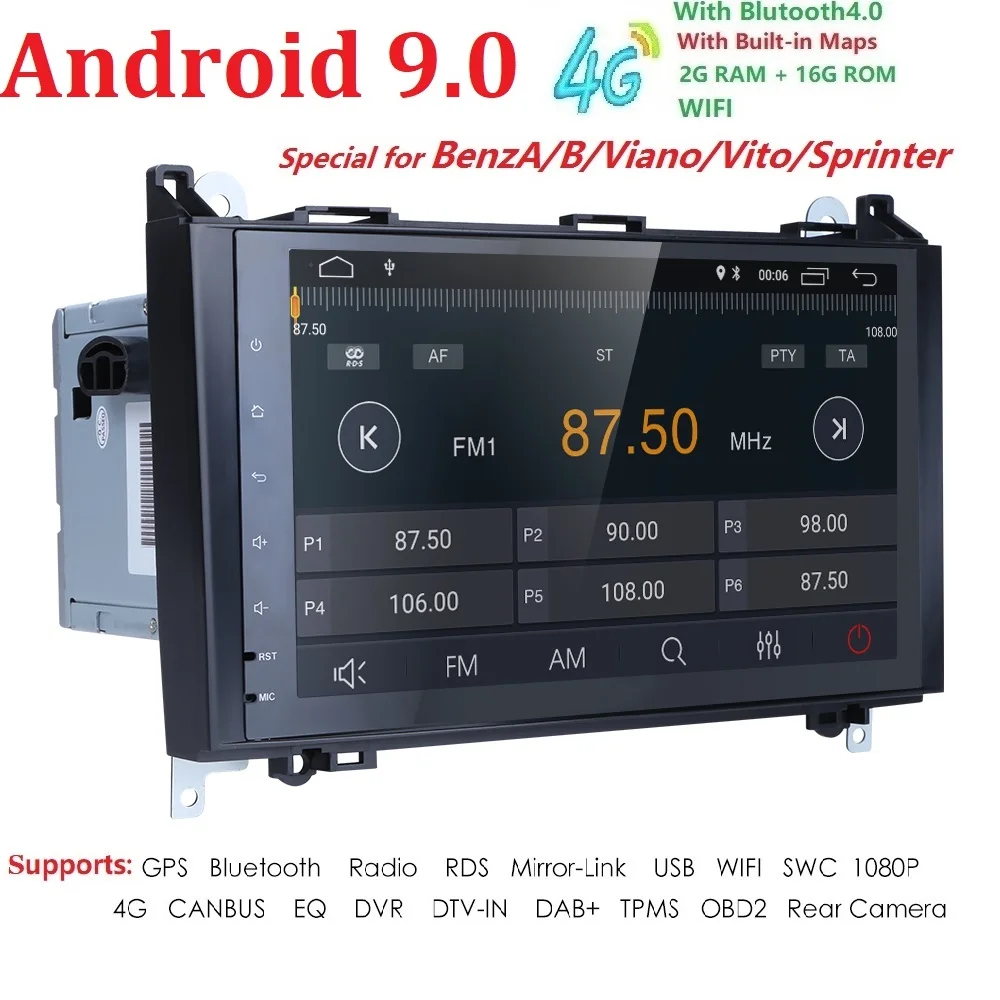 Flash Deal HD 2din Android 9.0 Car GPS Head unit for Mercedes Benz B200 A B Class W169 W245 Viano Vito W639 Sprinter W906 Bluetooth Radio 3
