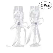 2 шт./компл. белая лента свадебные очки набор шампанского тостов очки для свадеб вечерние(JB-100