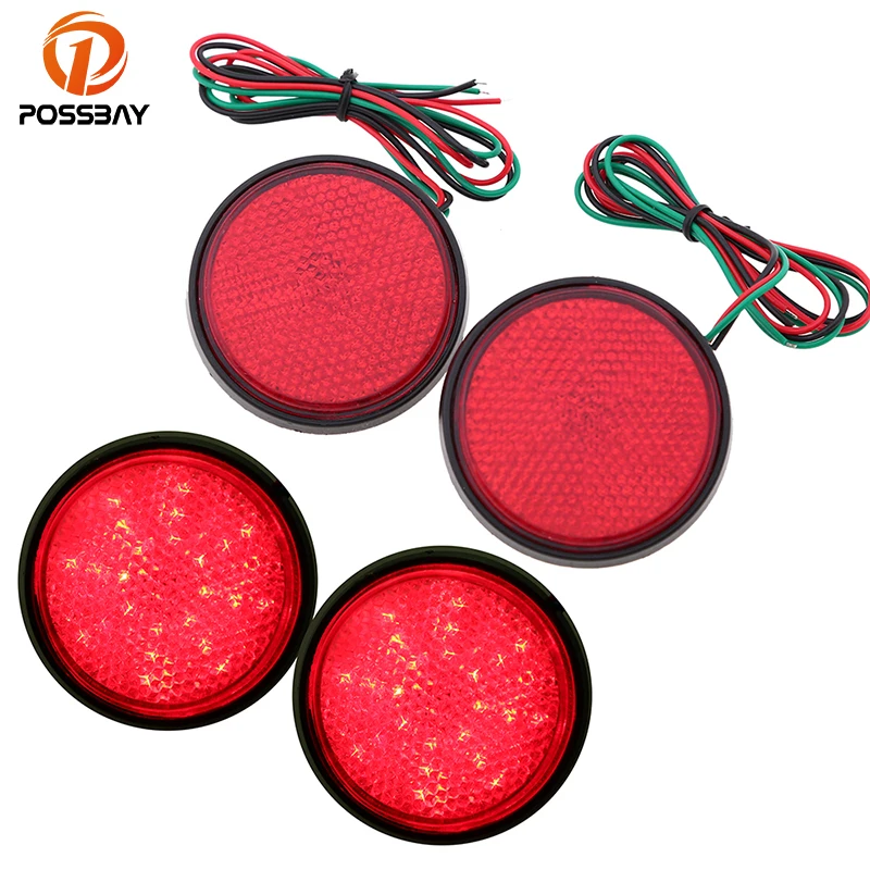 

POSSBAY 12V Truck Car Motorcycle LED Reflector Tail Brake Stop Turn Signal Light Lamp Universal Indicator Warning Light