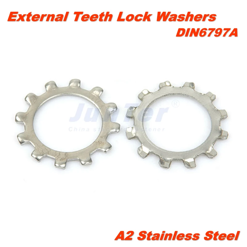 

100pcs/lot M3 M4 M5 M6 M8 M10 M12 DIN6797A M5 A2 Stainless Steel External Teeth Lock Washers