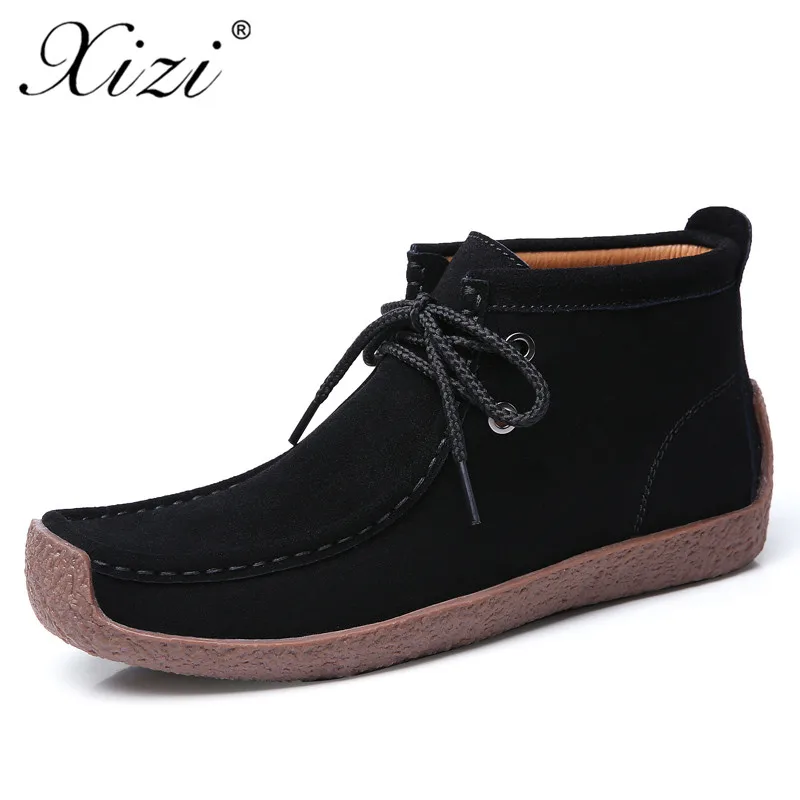 

Xizi 2018 New Women Suede Boots Winter Warm Snow Ankle Boots Female Winter Shoes Botas Mujer Push Flat Black Boots Hiking Boots