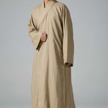 Унисекс Лето и весна наивысшего качества хлопок и лен хаки Шаолиньское Кунг-фу монашеские костюмы дзен халат буддийская Медитация одежда