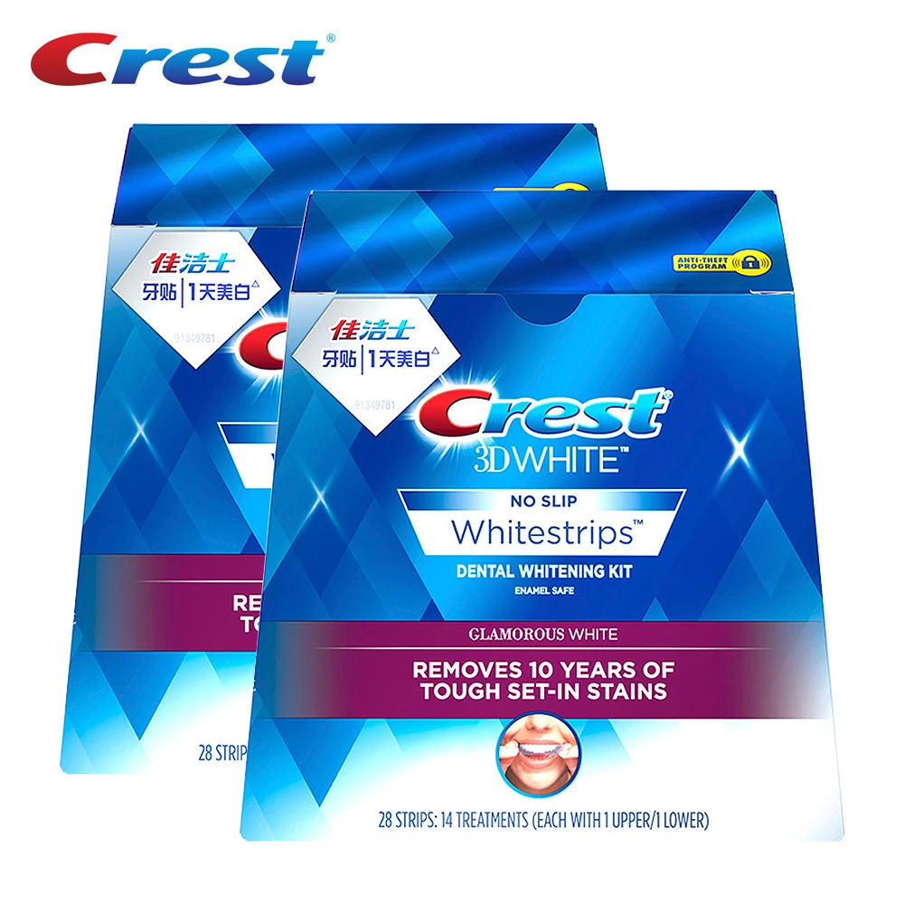 

Crest 3D White Teeth Whitestrips Oral Hygiene Advance Whitening Strips Tooth Bleaching Whitener Dental 2 Box (28 Pouch/56Strips)