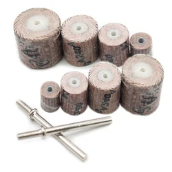 Brocas de polimento de papel de areia, rolo de papel de areia abrasivo para roda, rodas de aba montadas com 10 peças