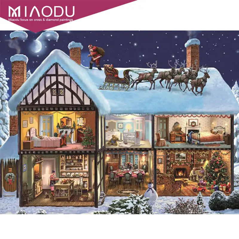 

Miaodu 5d Diy Diamond Painting Full Square Christmas Eve Daimond Paintings Santa Claus gives gifts Diamant Embroidery Home Decor
